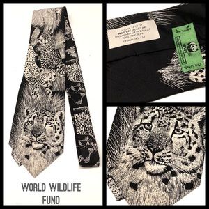 🌺 World Wildlife Fund Neck Tie 1991 Wild Cat